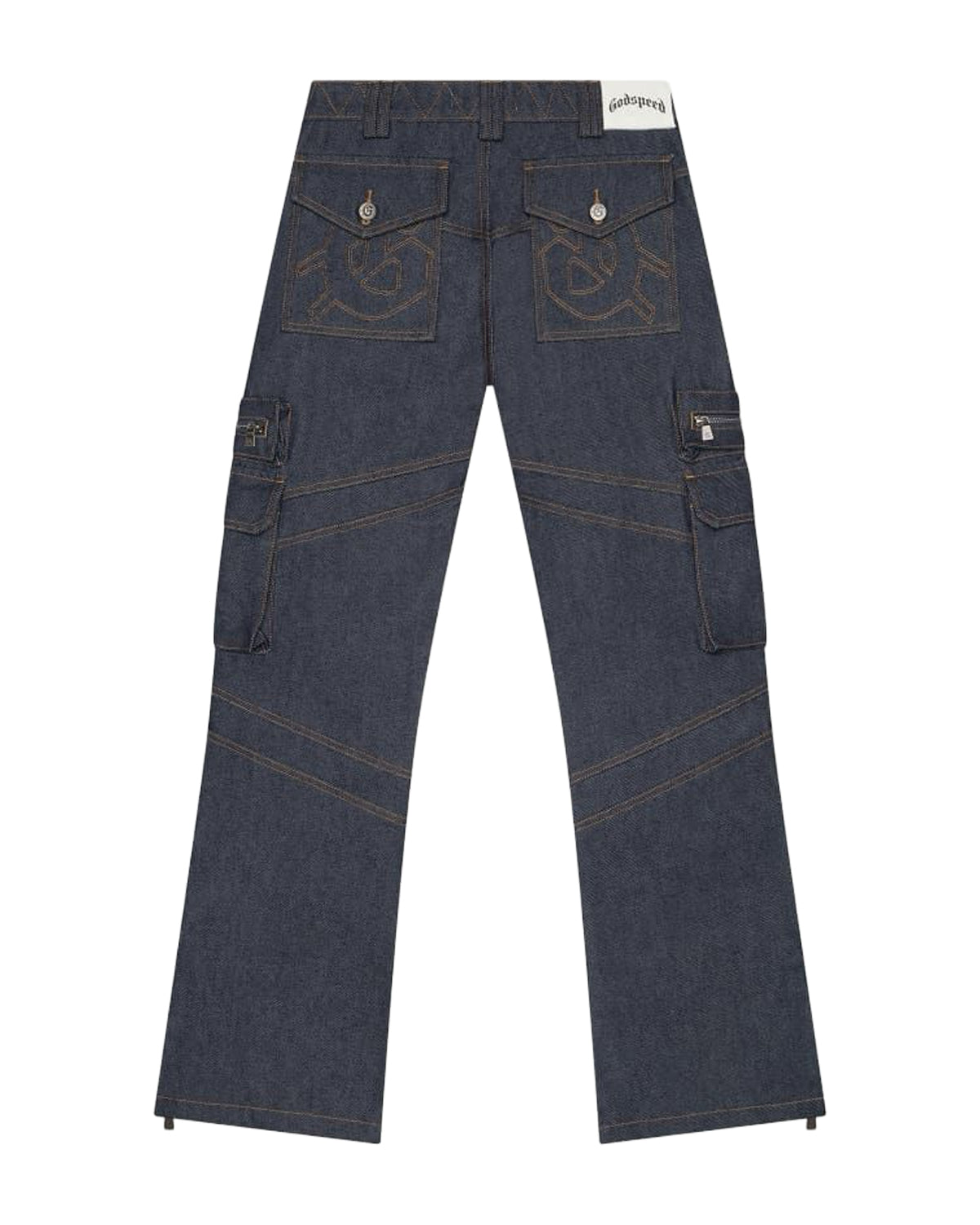 Godspeed Rockstar Flare Cargo Denim Raw Blue
