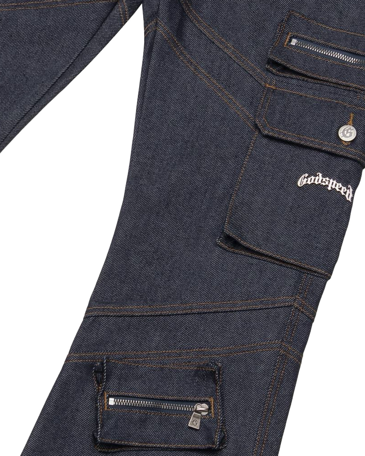Godspeed Rockstar Flare Cargo Denim Raw Blue