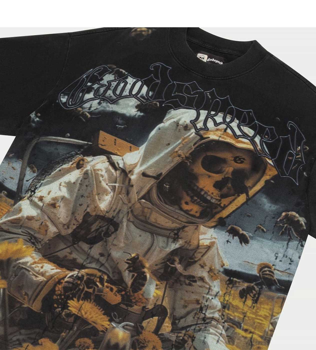 Godspeed Save The Bees Tee Black front detailed view