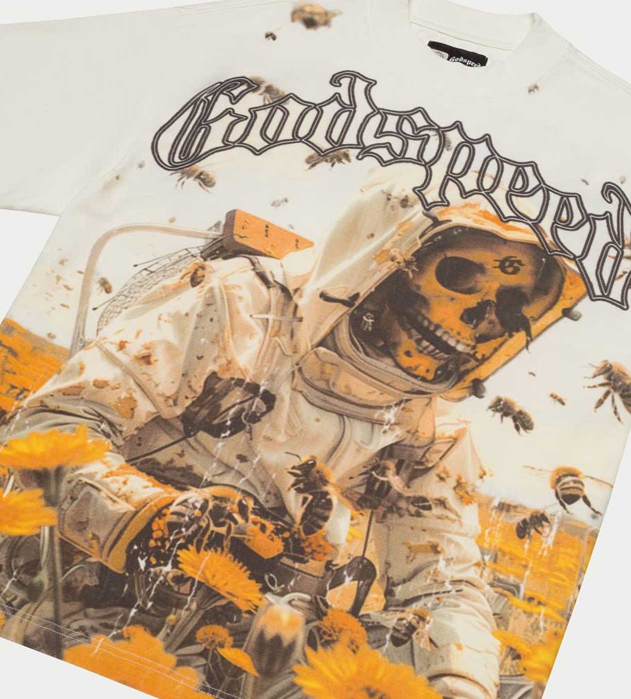 Godspeed Save The Bees Tee White front detailed view