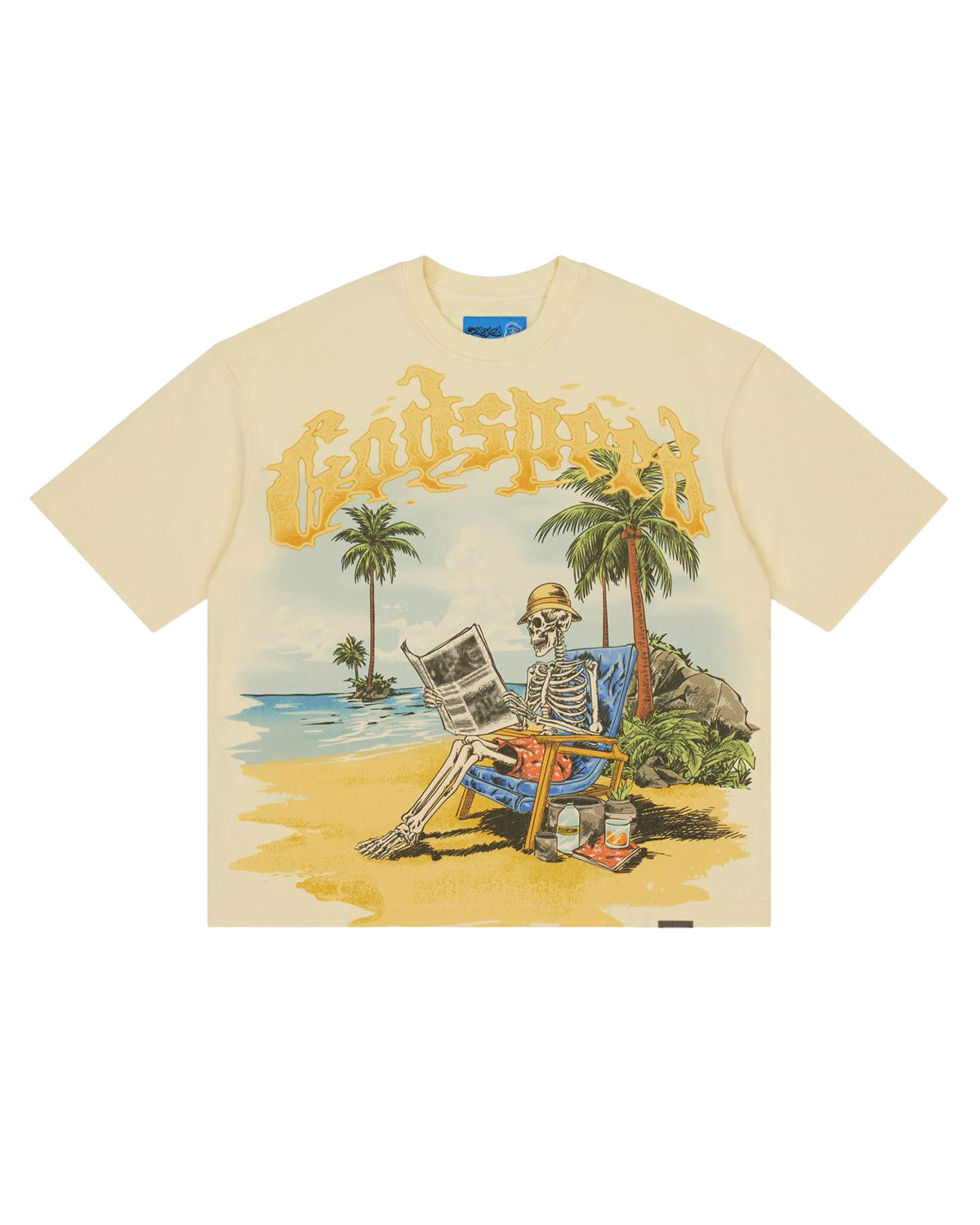 Godspeed Skeleton Beach II NG Tee bone, T-shirt with beach skeleton graphic, front view