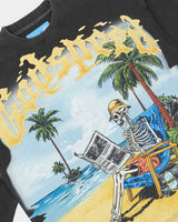 Godspeed Skeleton Beach NG II L/S Tee black, close-up detail view of the front graphic