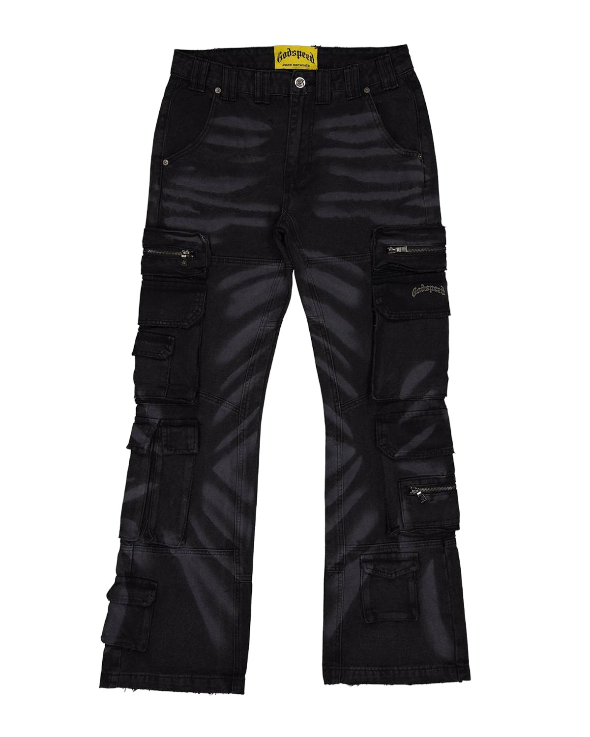Godspeed Skidrow Flared Cargo Denim Pants Black