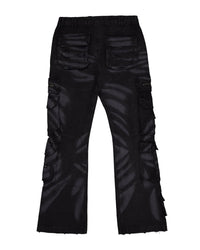 Godspeed Skidrow Flared Cargo Denim Pants Black