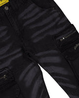 Godspeed Skidrow Flared Cargo Denim Pants Black
