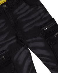 Godspeed Skidrow Flared Cargo Denim Pants Black