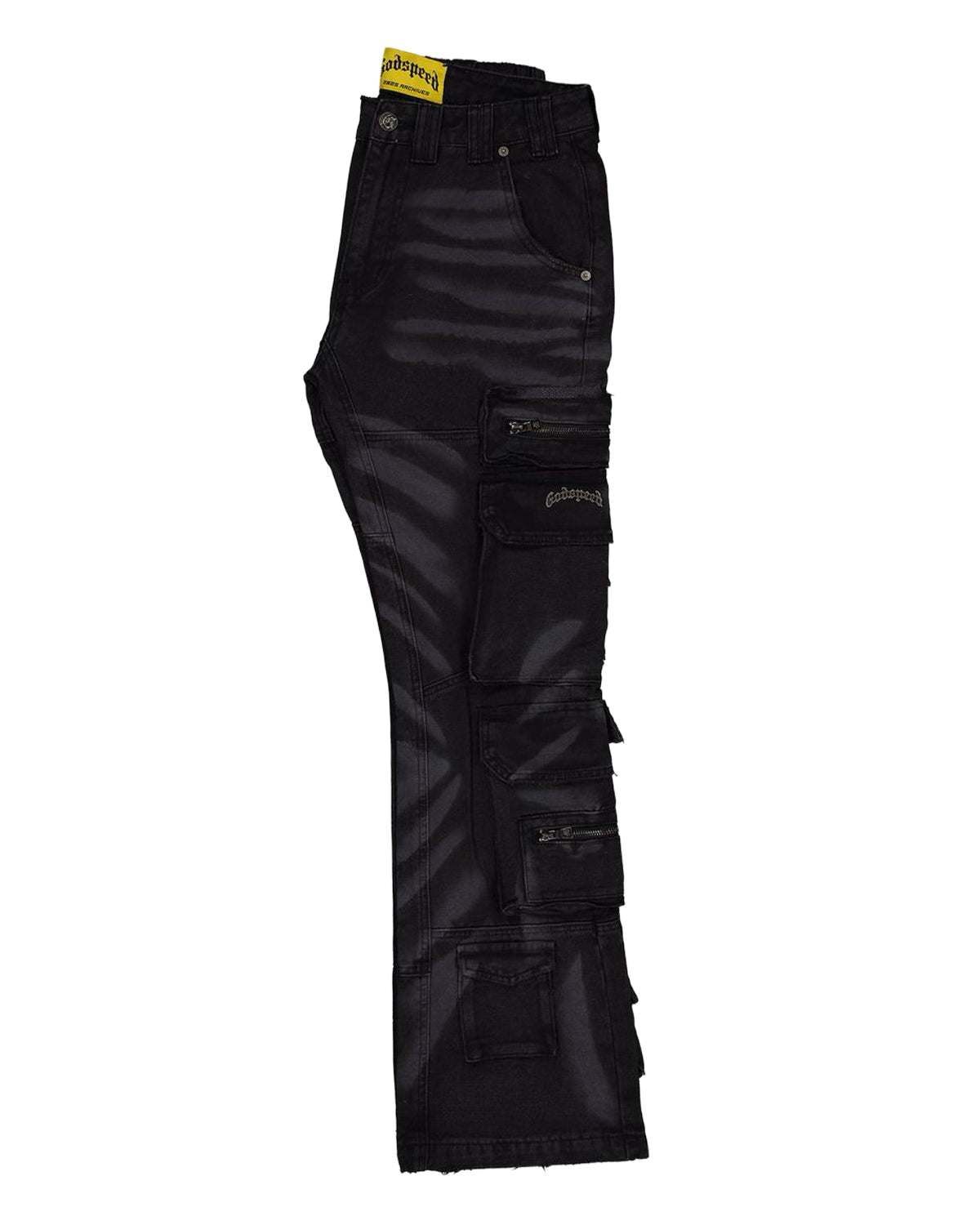 Godspeed Skidrow Flared Cargo Denim Pants Black