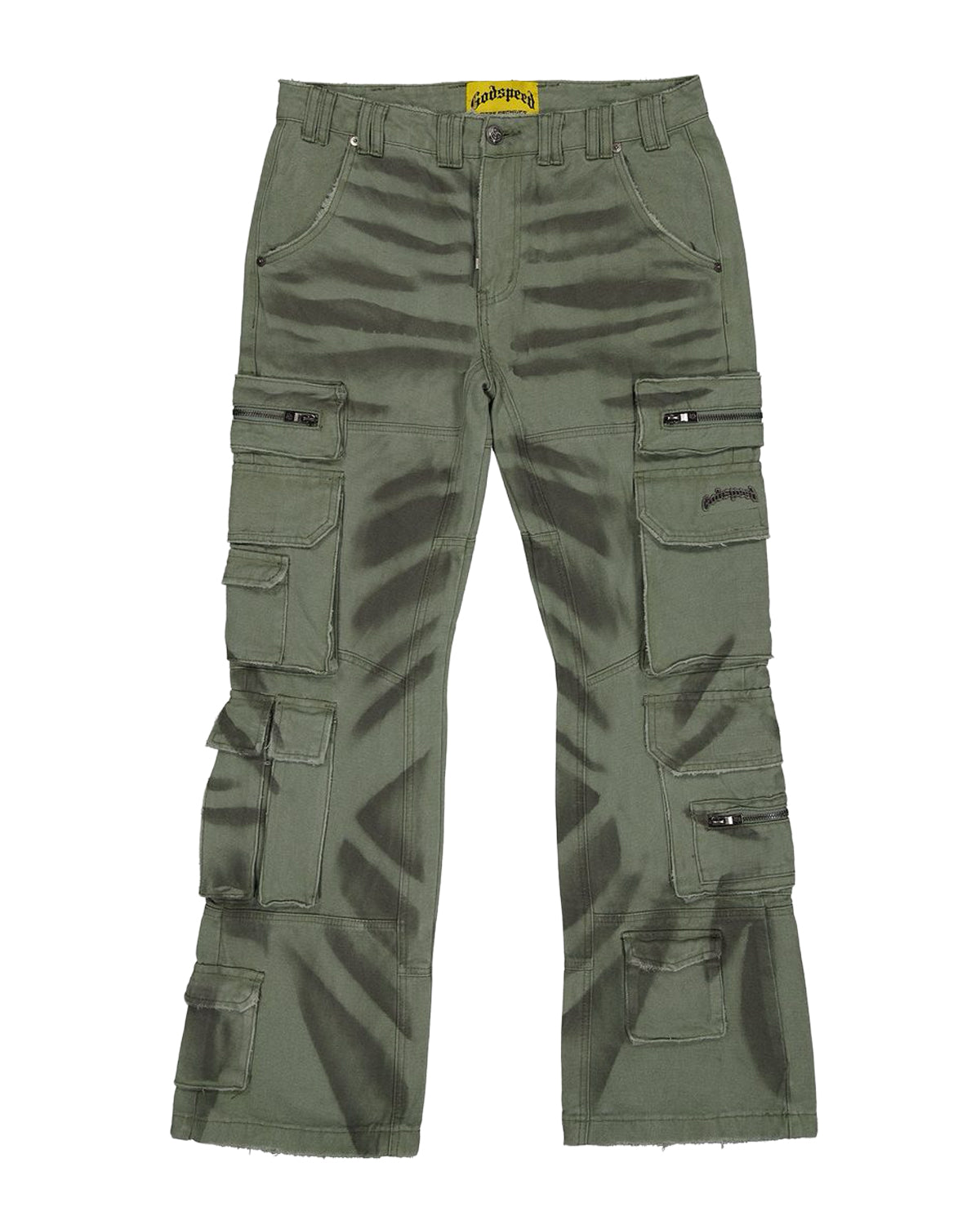 Godspeed Skidrow Flared Cargo Denim Pants Sage