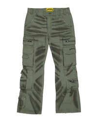 Godspeed Skidrow Flared Cargo Denim Pants Sage