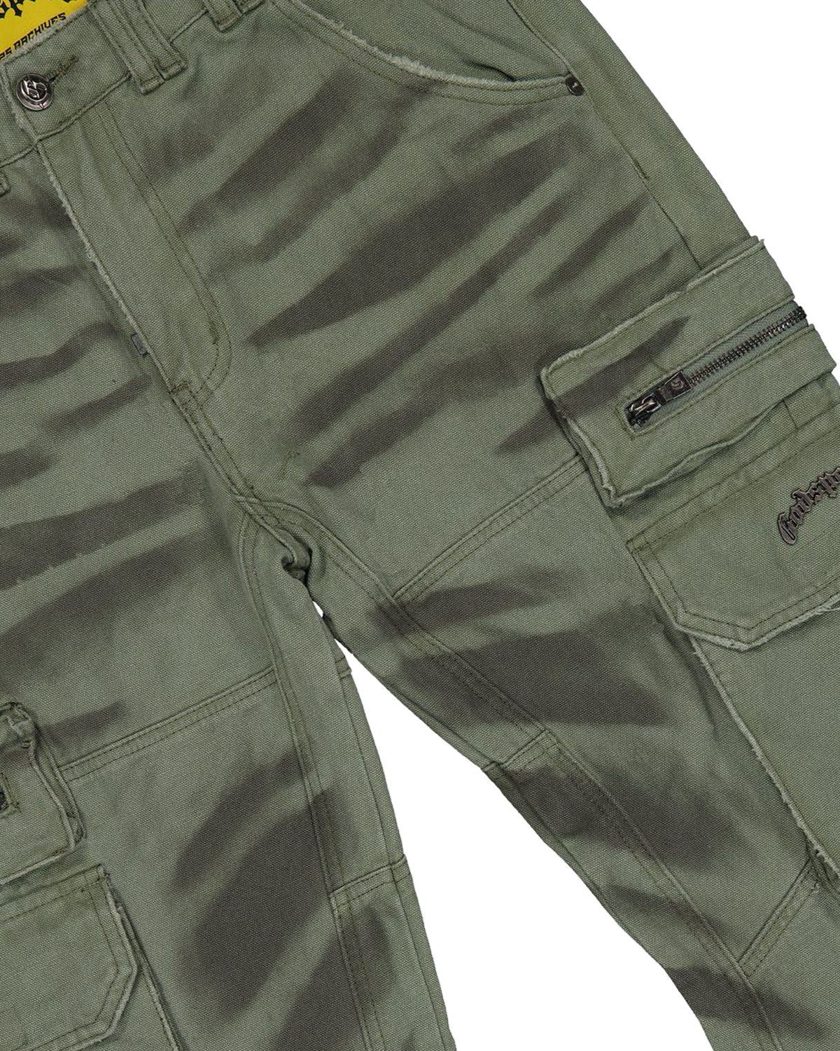 Godspeed Skidrow Flared Cargo Denim Pants Sage