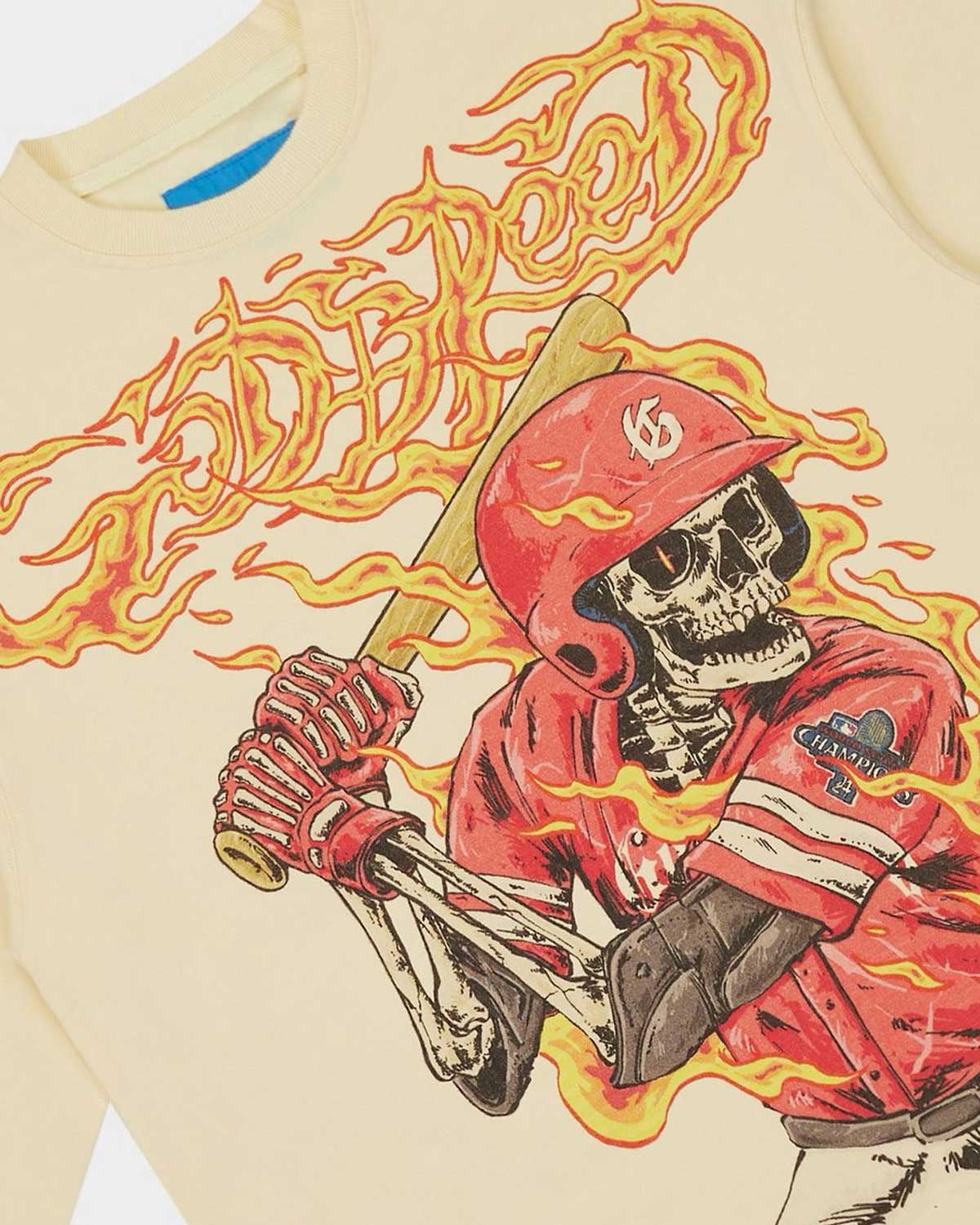 Godspeed Slugger NG L/S Tee bone, close-up detail view of the front graphic