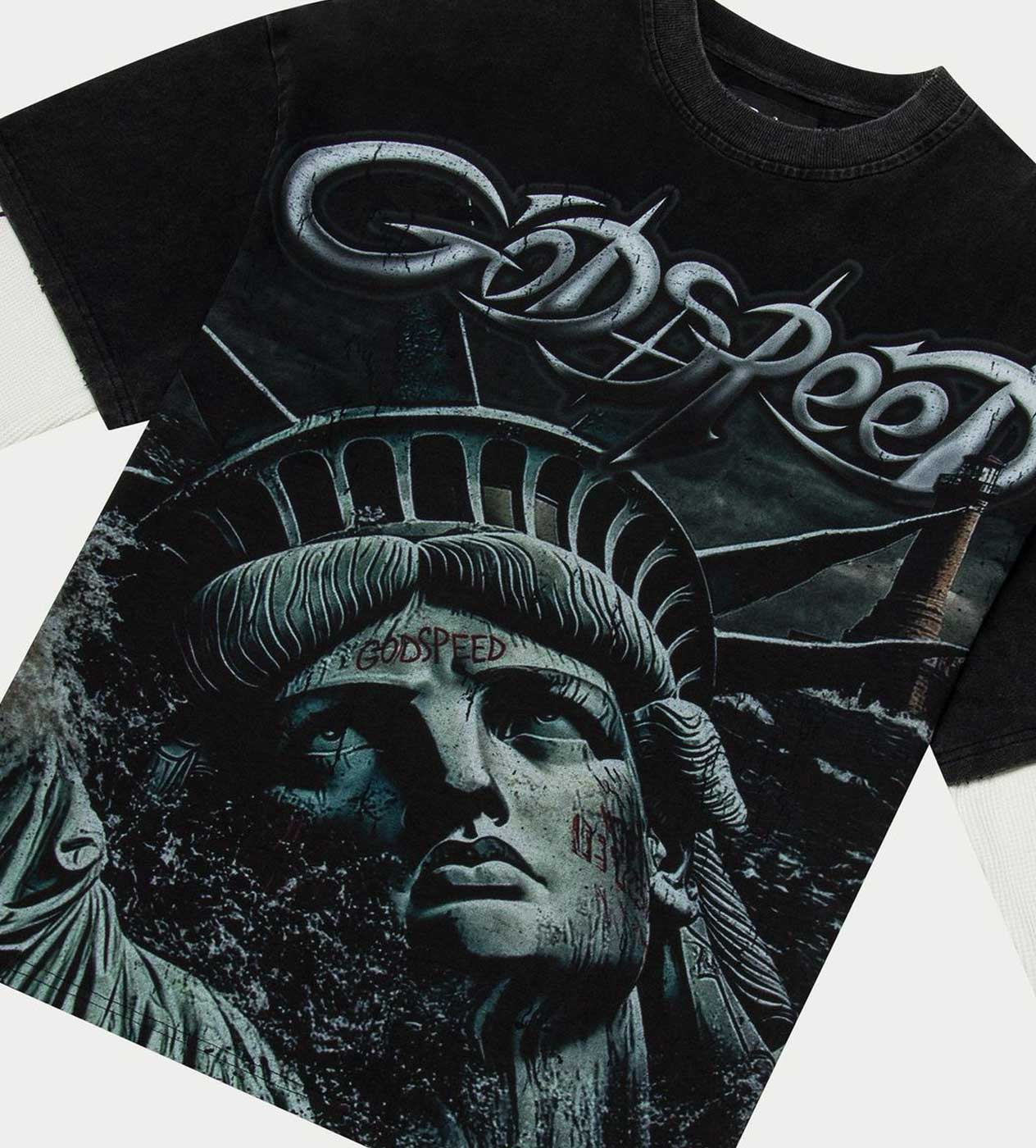 Godspeed Sunken Liberty 2 Layered Tee Washed Black
