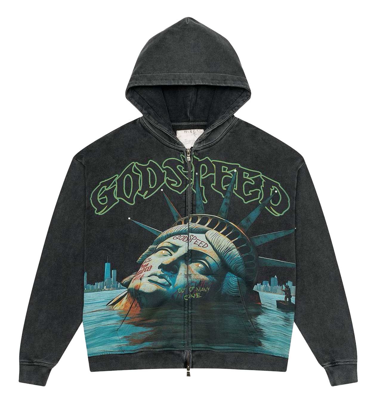 Godspeed Sunken Liberty Zip Up Hoodie Washed Grey