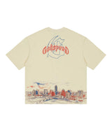 Godspeed Texas Skyline Tee bone, back view with Godspeed script and Texas skyline graphic
