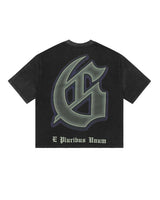 Godspeed The Landing Tee in black, boxy fit, back view