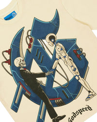 Godspeed The Pact NG Tee bone, close-up of the skeleton and android handshake graphic