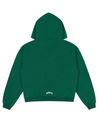 Godspeed Victor Crest Sweatsuit green, plain hoodie back view with small crest at the hem