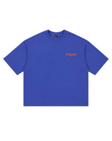 Godspeed Vital Necessi Tee NYK blue, royal blue cotton tee with an orange Godspeed chest script, front view