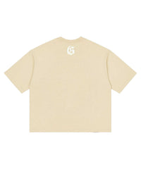 Godspeed Vital Necessi Tee oat milk, back view with a gothic G monogram at the yoke