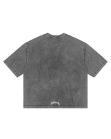 Godspeed Vital Short Set grey wash, tee back view with the gothic G logo