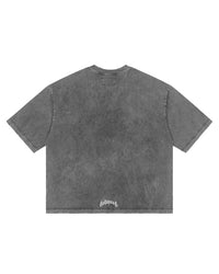 Godspeed Vital Short Set grey wash, tee back view with the gothic G logo