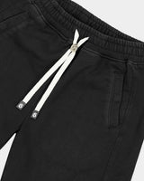 Godspeed Vital Terry Shorts NYC black/blue, side view showing the drawstring waist and pocket