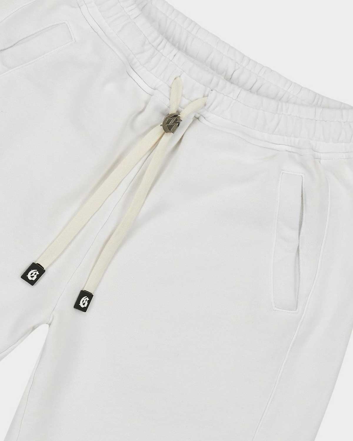 Godspeed Vital Terry Shorts NYK white, side view showing the drawstring waist and pocket