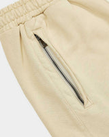 Godspeed Vital Terry Shorts oat milk, close-up of the side pocket and drawstring waist