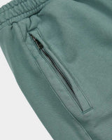 Godspeed Vital Terry Shorts sage smoke, close-up of the side pocket and drawstring waist