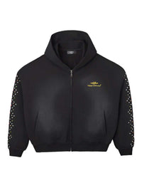 HMDD Crystal Zip Up Hoodie Black