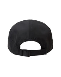 HMDD Runners Cap black, back view showing the adjustable webbing strap