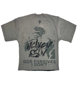 Heaven Sin Forgive Me Crop Tee Grey back view 