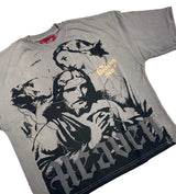 Heaven Sin Forgive Me Crop Tee Grey front side view