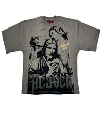 Heaven Sin Forgive Me Crop Tee Grey front view