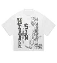 Heaven Sin Rosaries Crop Tee White front view