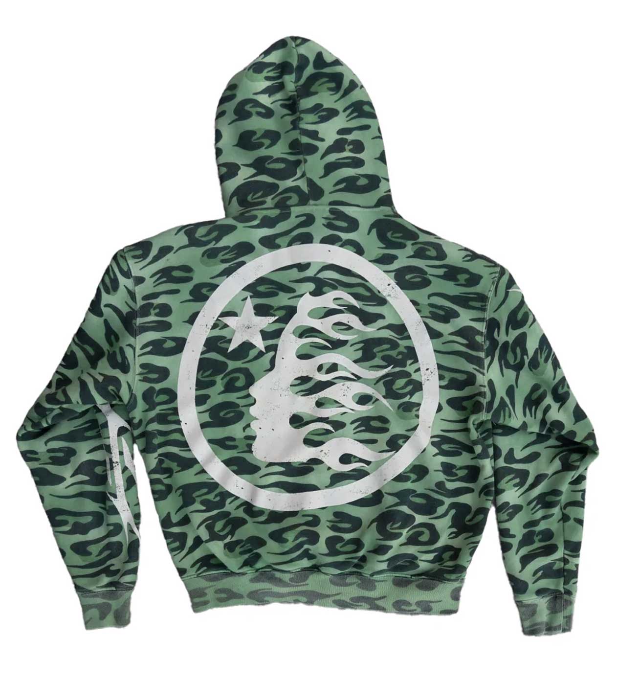 Hellstar Cheetah Zip Up Hoodie Green