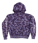 Hellstar Cheetah Zip Up Hoodie Purple