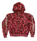 Hellstar Cheetah Zip Up Hoodie Red