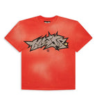 Hellstar Cracked Logo Distress Tee Red