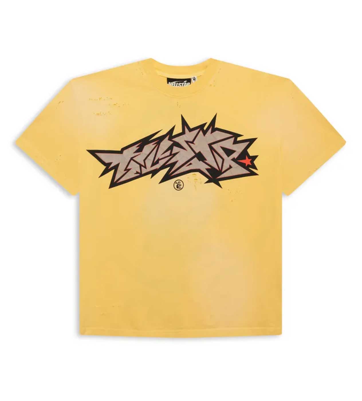 Hellstar Cracked Logo Distress Tee Yellow – Restock AR