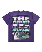 Hellstar Goggles Tee Purple, The Future Is Hellstar comet graphic, back view
