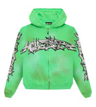 Hellstar Graffiti Zip Up Hoodie Green