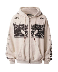 Hellstar Moshpit Zip Up Hoodie Cream