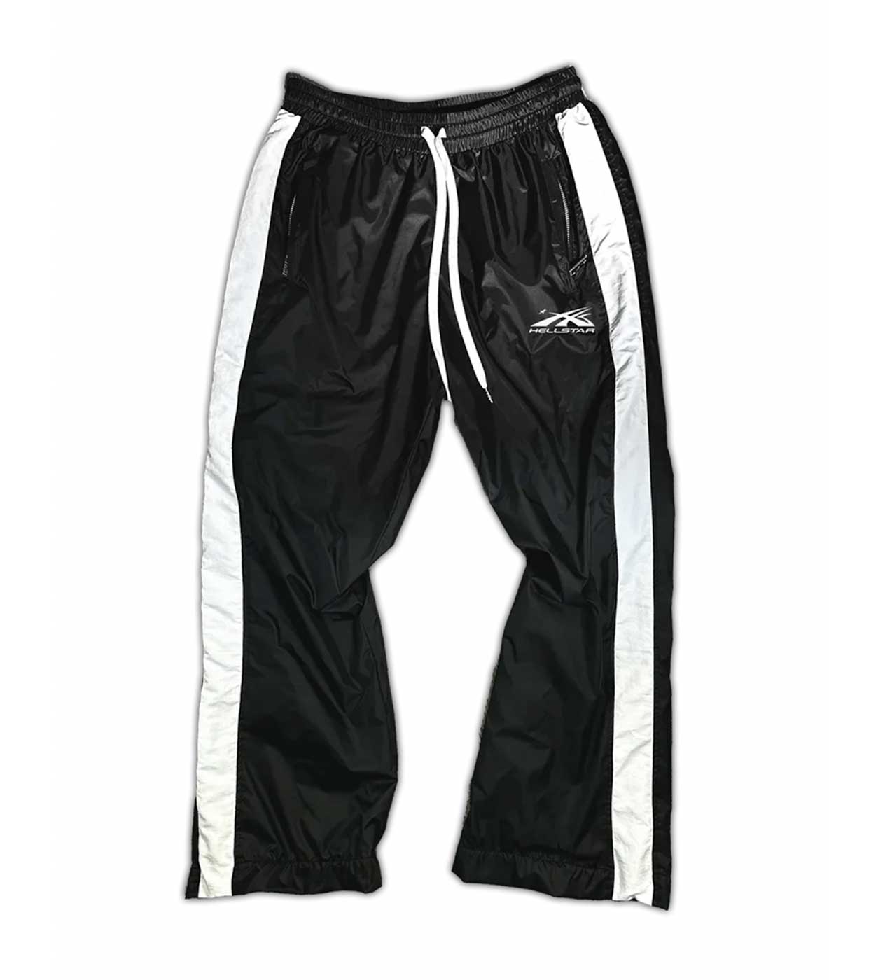 Hellstar Nylon Track Pants Black Front View