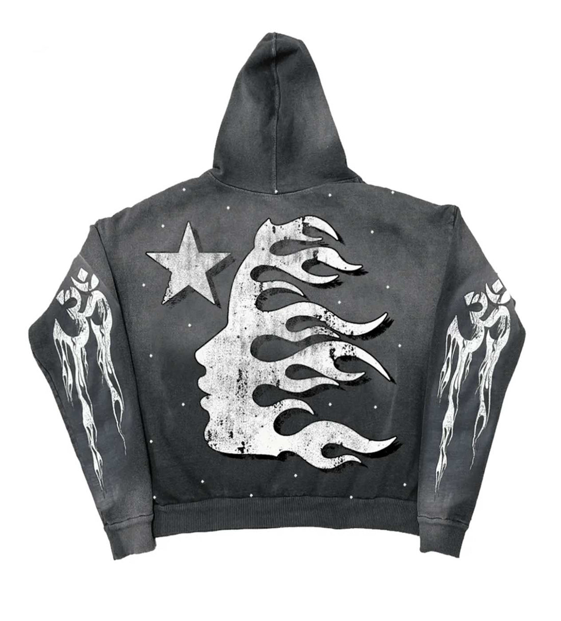 Product Image Of Hellstar Racer Hoodie Faded Black Back View