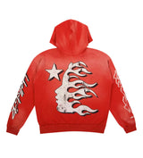 Product Image Of Hellstar Records Hoodie Red Back View