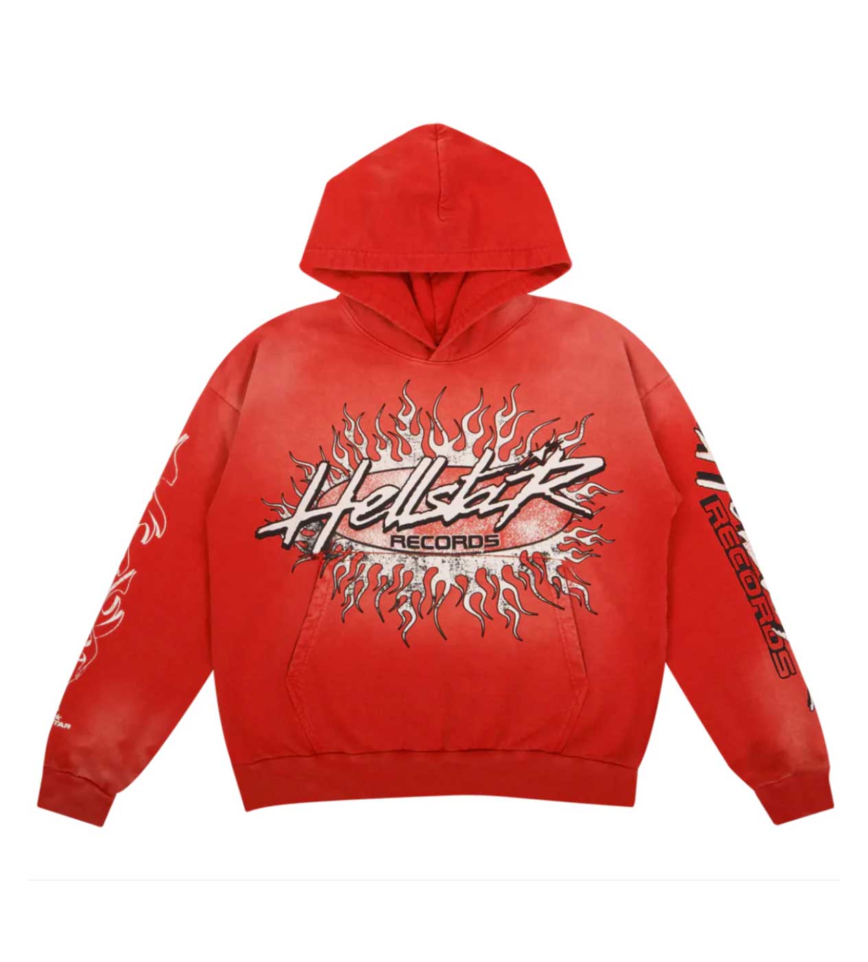 Product Image Of Hellstar Records Hoodie Red Front View