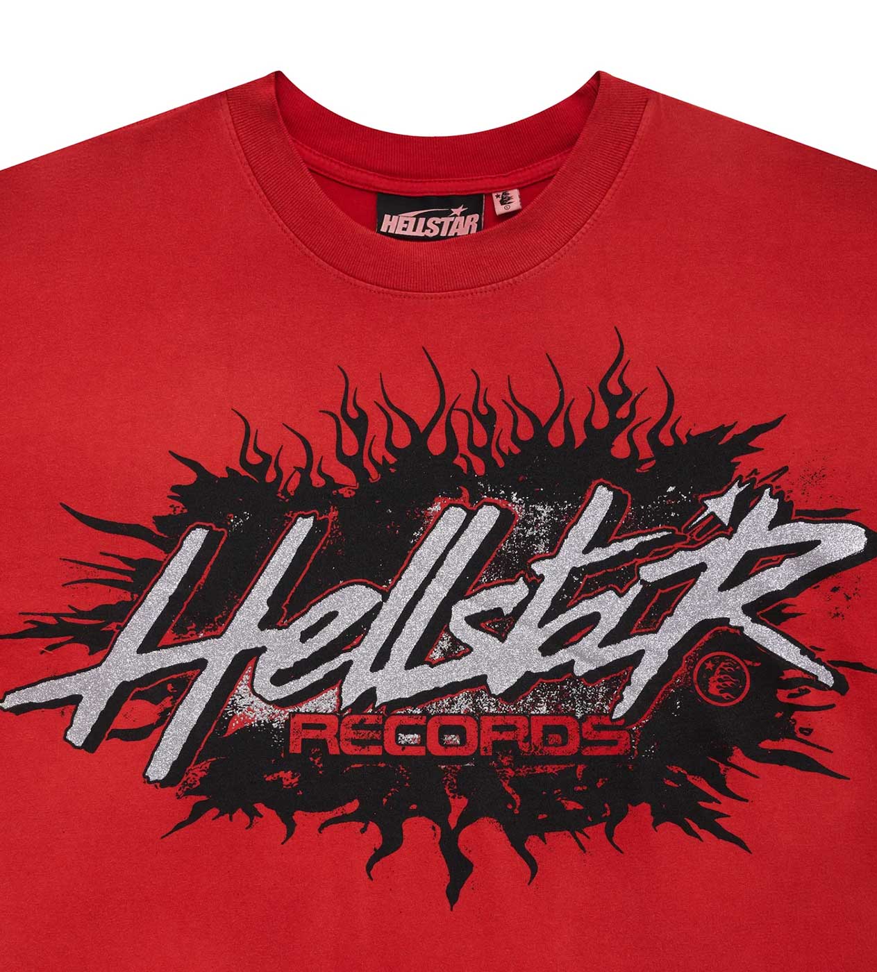 Hellstar Records Tee Red front detailed view