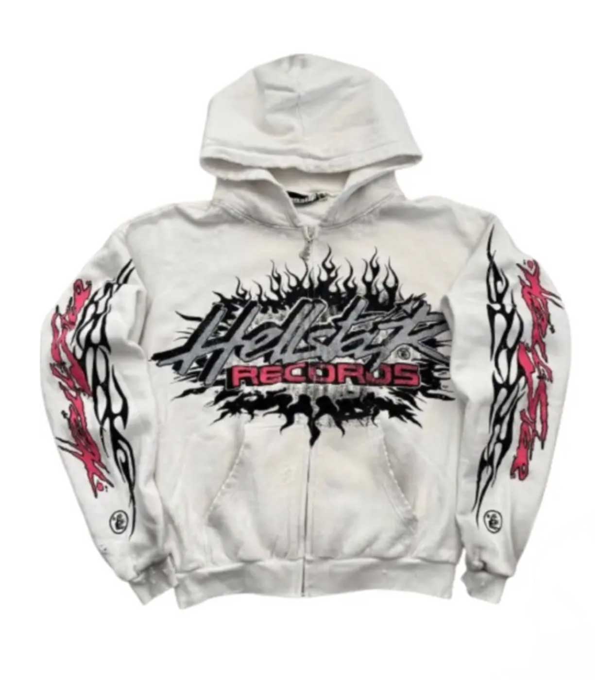 Hellstar *Unreleased* Records Flame Glitter Zip Up Hoodie front