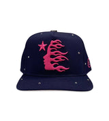 Hellstar Rhinestone Trucker Hat Navy (Snapback) front view